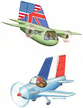 Petits avions comiques utilisés comme boutons sur mon site web. Mélange de crayons aquarellables et feutres Tria.