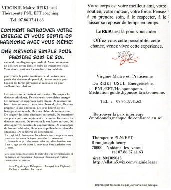 L'eau magnétisée
Je magnétise des bouteilles (non ouvertes) d'eau . Cette eau peut être utilisée en complément d'une séance pour aider à soulager certaines affections.
 Je vous la conseillerai le cas échéant, lors de votre visite.  Et les animaux l'adorent...... !!!!
 
Genou douloureux
Enveloppez le genou, en allant vous coucher, d'une feuille de chou vert. Recommencez l'opération 4 nuits (changer de feuille tous les jours...).
 
Verrue
En complément de la  séance au cabinet, couper une pomme en 8 sur une feuille d'essuie tout. Essuyer la verrue avec les 16 faces obtenues ; reconstituer la pomme au fur et à mesure; rejoignez les 4 pointes de l'essuie tout et enterrer tout ça dans votre jardin. Quand la pomme sera pourrie, les verrues seront tombées.
 
Crampes nocturnes
Mettre un savon de Marseille (un vrai, un bio...) au fond de votre lit, dans un gant de toilette. Au bout de quelques jours un mieux-être devrait se faire sentir.    Assainir l'atmosphère de la maison en hiver
Couper un oignon en deux et placer chaque moitié dans une sous tasse. A déposer dans le salon ou les chambres ( à un endroit où les enfants ne risqueront pas d'y toucher).  Les microbes préfèreront s'installer ailleurs.... !!!
 
Assainir aussi l'air intérieur, éloigner les moustiques et les poux
 
L’eucalyptus possède des propriétés désinfectantes, que l’on peut employer pour assainir l’air intérieur, en faisant par exemple bouillir des feuilles.
Les feuilles peuvent être aussi appliquées sur la peau pour élogner moustiques et autres insectes;  ou en friction sur les cheveux, pour tenir les poux à distance raisonnable... également sur les animaux contre les parasites.
 
  Echarde
Une écharde dans le doigt ? (Ca marche aussi ailleurs que sur le doigt....). Poser une tranche de pomme de terre crue sur l'écharde en la recouvrant d'un petit sparadrap. Au bout d'une douzaine d'heures, l'écharde devrait être suffisamment ressortie pour l'enlever avec une pince à épiler.
 
Hémorroïdes
Si vous avez tendance à souffrir d'hémorroïdes, en complément d'un traitement approprié, vous pouvez mettre un marron dans votre poche toute l'année.        Eau de cuisson des légumes et des oeufs durs
Une fois refroidie, utilisez cette eau pour arroser vos plantes d'appartement, elles apprécieront elles aussi cette énergie revitalisante...