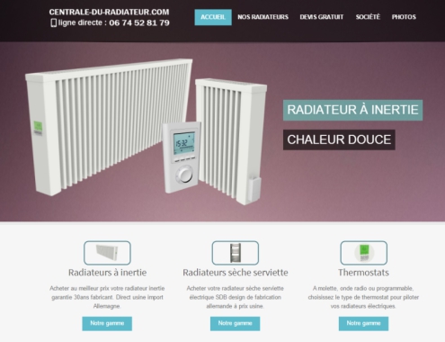 Un site qui répond aux attentes du client et qui reflète le professionnalisme du fabriquant situé dans le Var. Une large gamme de modèles de radiateurs électriques sont proposés avec des photos et des vidéos.
(centrale-du-radiateur.com)