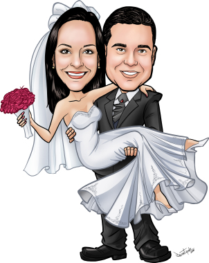 Caricatura de convite de casamentos