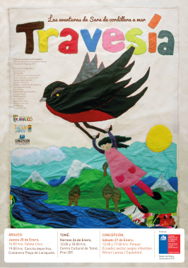 Diseño de afiche obra "Travesía". Proyecto financiado por Fondart.