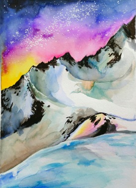 Aurore Boréale sur une montagne