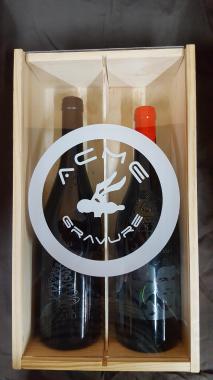 Personnalisation coffret de vin avec couvercle en plexiglas