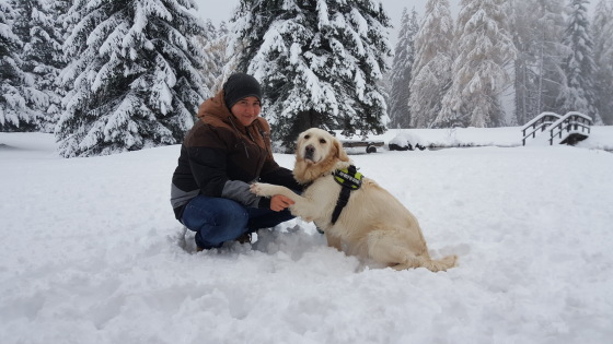 Ich "Nadine "und mein Golden Retriever "Sam"