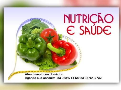 Atendimento Nutricional Domiciliar. contato 83 988471458