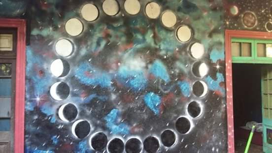 MURAL Ciclo lunar - Spray Paint  #serigrafianatural by; SAO street Art