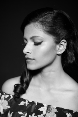 1950's look with a wing liner and flawless skin