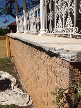 Concrete spalling in the preparation stages.