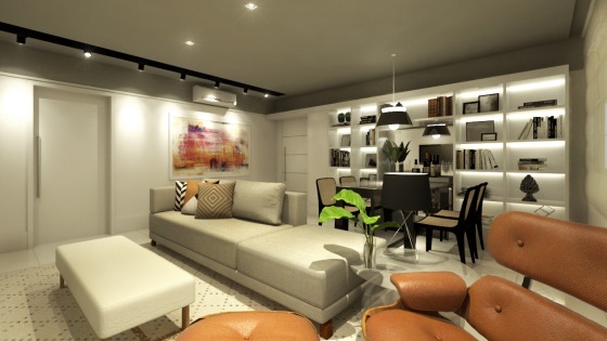 Apartamento A l E sala contemporanea