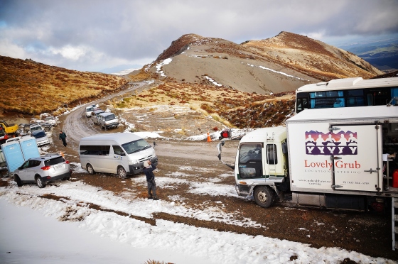Catering for a TVC at the top of Mt Lyford  sky field in the snow and ice.