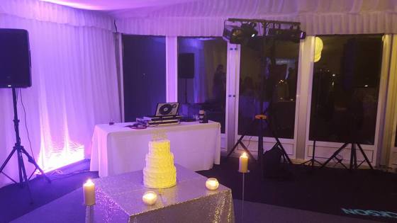 Professional DJ setup & room uplighting.