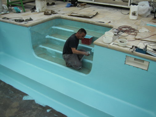 Rénovation d'une piscine de particulier, en revétement polyester
de couleur de votre choix ou autres bacs plastique et etc ...