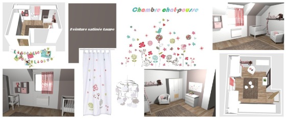 Planche ambiance chambre Bébé Fille Décoration DIjon In2Home