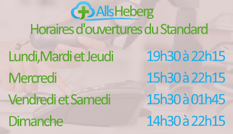 Horaires support téléphone et support.