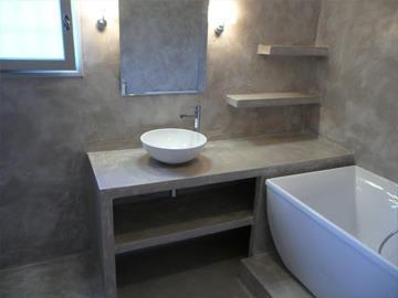 béton ciré salle de bain finition hydrofuge.