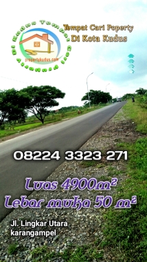 Tanah strategis tepi jalan lingkar utara karangampel Luas 4900 m2 Lebar muka -+50 m2 Sertifikat SHM, kering harga 1,2 JT / Meter cocok untuk gudang / industri Hubungi 08224 3323 271