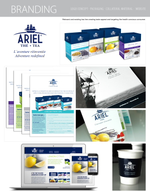 Ariel Tea Logo, Branding & Collateral Material