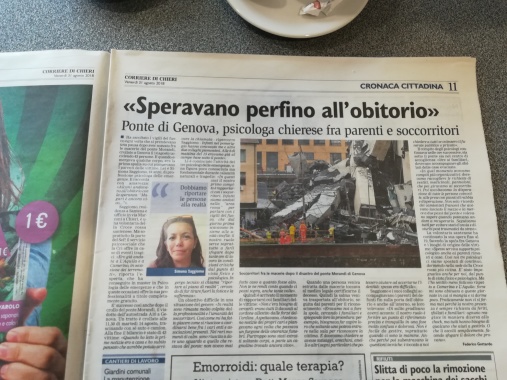 Ecco l 'articolo del mio intervento a Genova, dopo il croll odel ponte Morandi