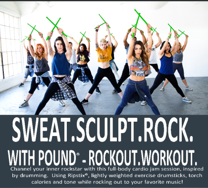 POUND Rockout. Workout.
HIIT, CAF, SCULPT, PILATES, GYM.