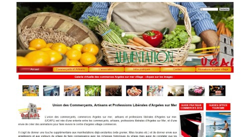 site galerie marchande de l'union des commerçants d'Argeles sur Mer dans le 66 Pyrénées Orientales logos, graphisme, mise en pages, référencement, site sur la première page de Google.