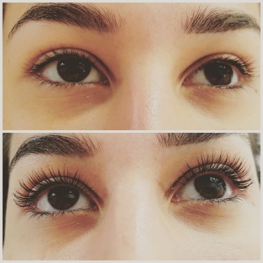 le réhaussement de cils+mascara semi-permanent.