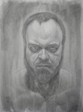 Portrait au crayon et à l'encre de chine sur papier - 30X40 cm