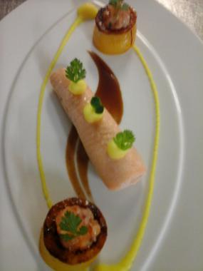 Truite saumonée crues et cuites, pommes de terre et safran