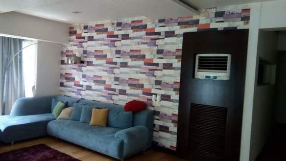 Before: Removal of wallpapers at SERENDRA BGC subject to apply paint all walls (3 BR kitchen living area)
