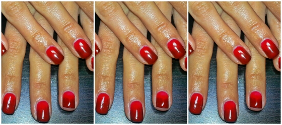 Pose de vernis semi permanent rouge et bordeaux en tye&dye