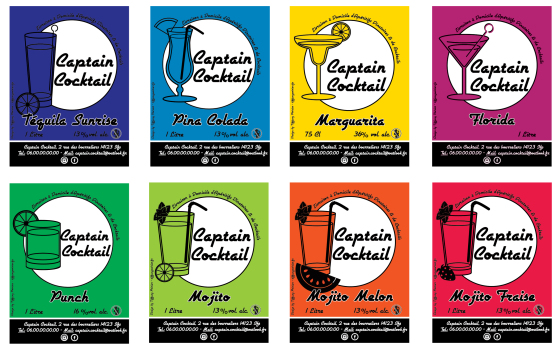 Etiquettes de bouteilles cocktails
