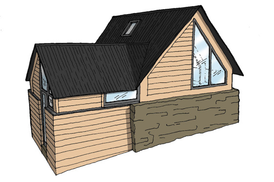 Eigg byre conversion. Timber clad