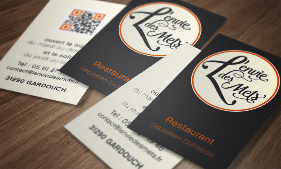 Création de logos et cartes de visite pour un restaurant.