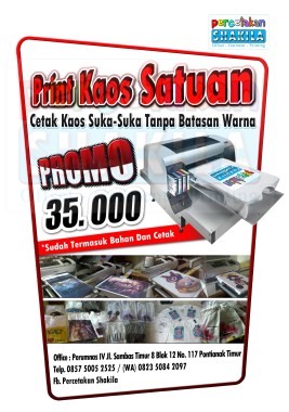 promo kaos satuan 35.000 sudah termasuk bahan