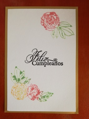 Tarjeta de Feliz Cumpleaños con tecnica de estampado