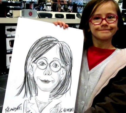 dessin d'une fillette.Les enfants adorent loes caricatures (arbres de noel, fêtes,etc)