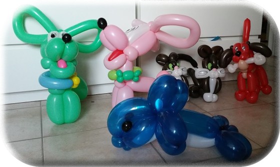 Des gros chiens, des plus petits, des dauphins, des chats, des poissons, des chapeaux, des épées....