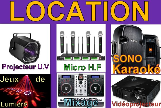 C.S.Animation c'est aussi la location sono (avec ou sans Dj virtuel), jeux de lumière, karaoké, vidéoprojecteur, barnum, frigo, ... tout pour la fête