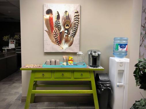 Free coffee, tea, and filtered water.