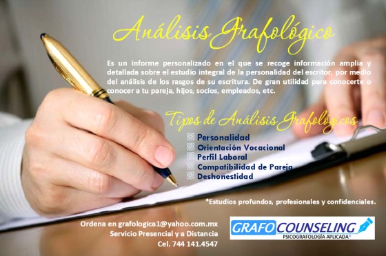 Conoce tu personalidad a través del análisis de tu escritura. 