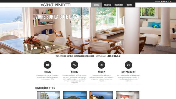 Création du site internet de l'agence Benedetti, liste des biens disponibles à la vente ou à la location
 
Création du front-end et du back-end

photo du front-end