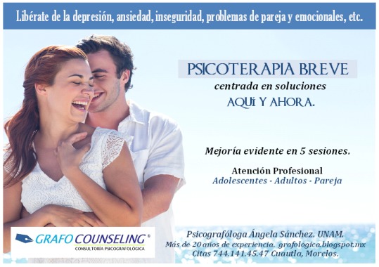 Psicoterapia Breve, mejoría evidente en 5 sesiones. 