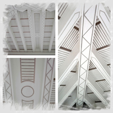 Peinture et filage sur plafond pour le compte de l'Atelier Camuset