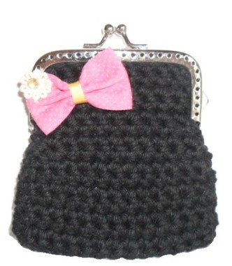 Porta moedas preto com laço