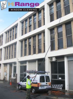 Commercial window cleaning using a waterfed pole