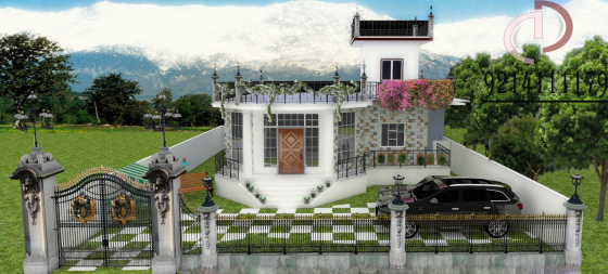 Residential exterior view of villa.project is almost complete.