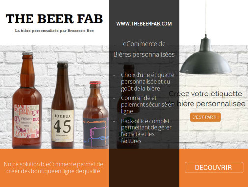 www.thebeerfab.com est le 1er site e-commerce de bières personnalisées développé avec la solution de boutique en ligne Boréal Business