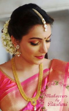 Engagement Makeup look for Bride at Karjat. 