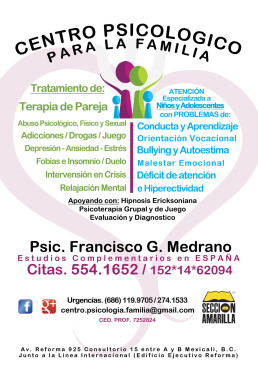 Servicios del Centro Psicológico para la Familia