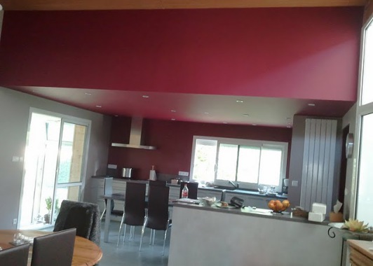création plafond avec intégration spots leds et radio