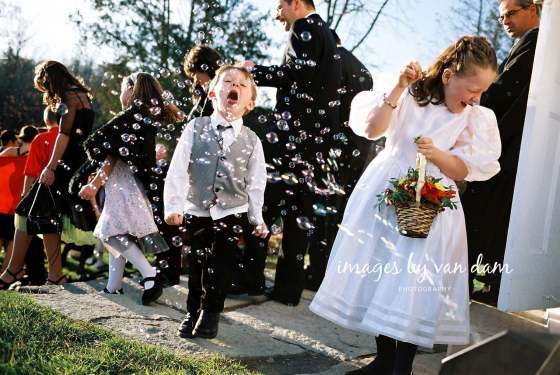Boy catches bubbles at Viamede Resort on Stoney Lake